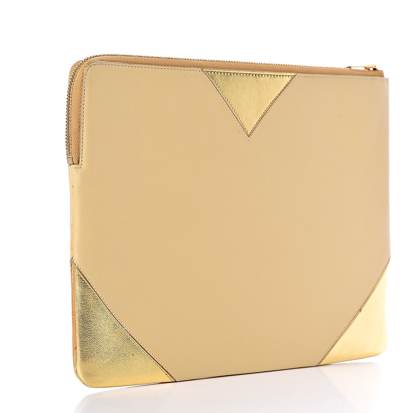 Metallic Lambskin Bi-Color Coeur Ipad Clutch Gold