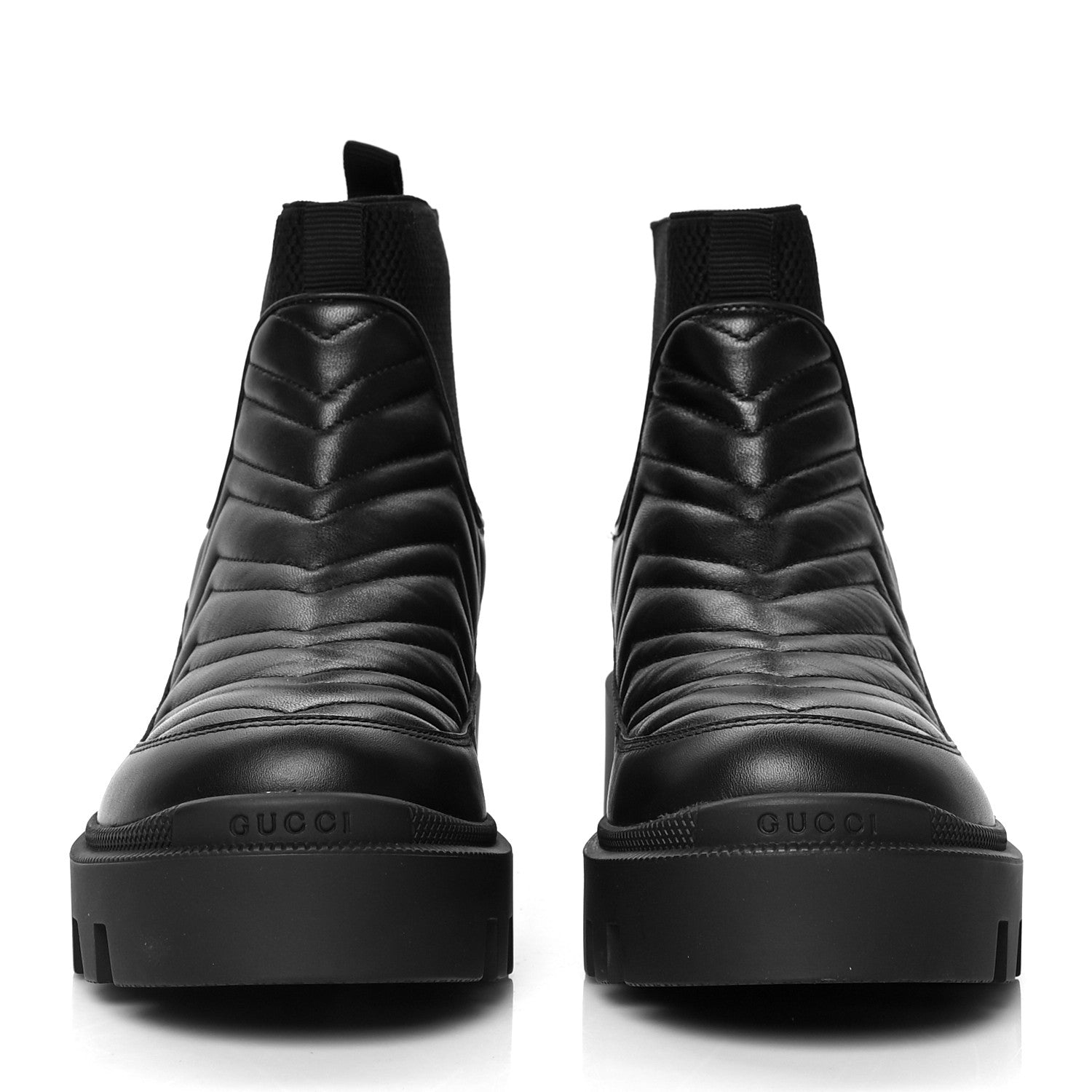 Gucci Calfskin Nappa Matelasse Frances Chelsea Boots 37.5 Black 2 of 7