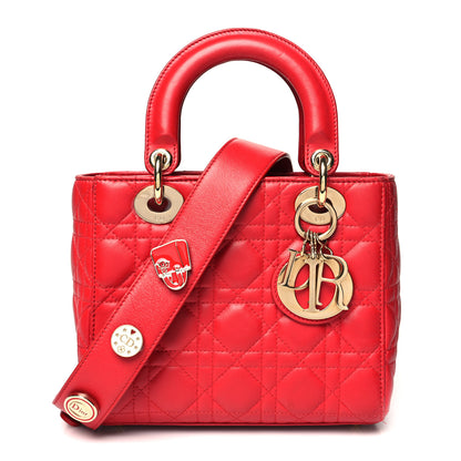 Christian Dior Lambskin Cannage Small Lucky Badges My Lady Dior Red 1 of 16
