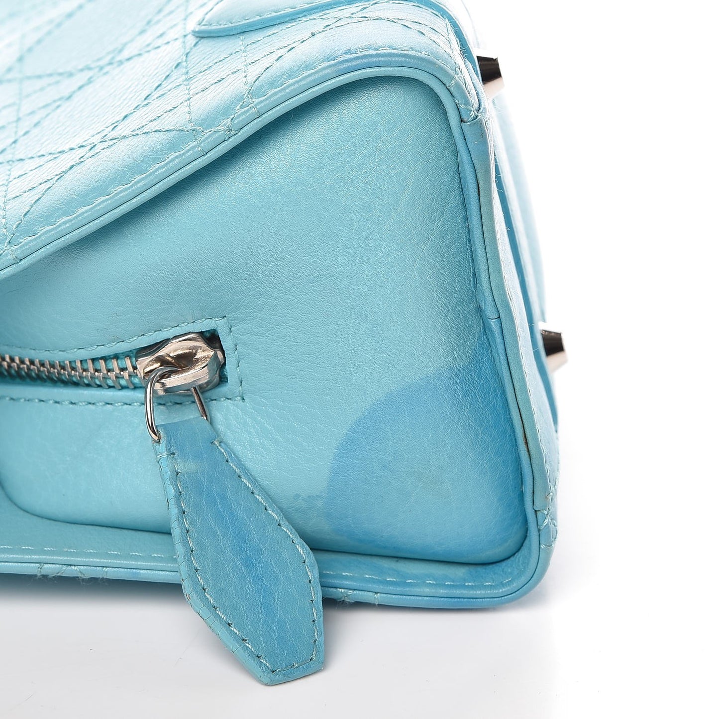 Calfskin Cannage Stitched Small East West Lady Dior Light Blue