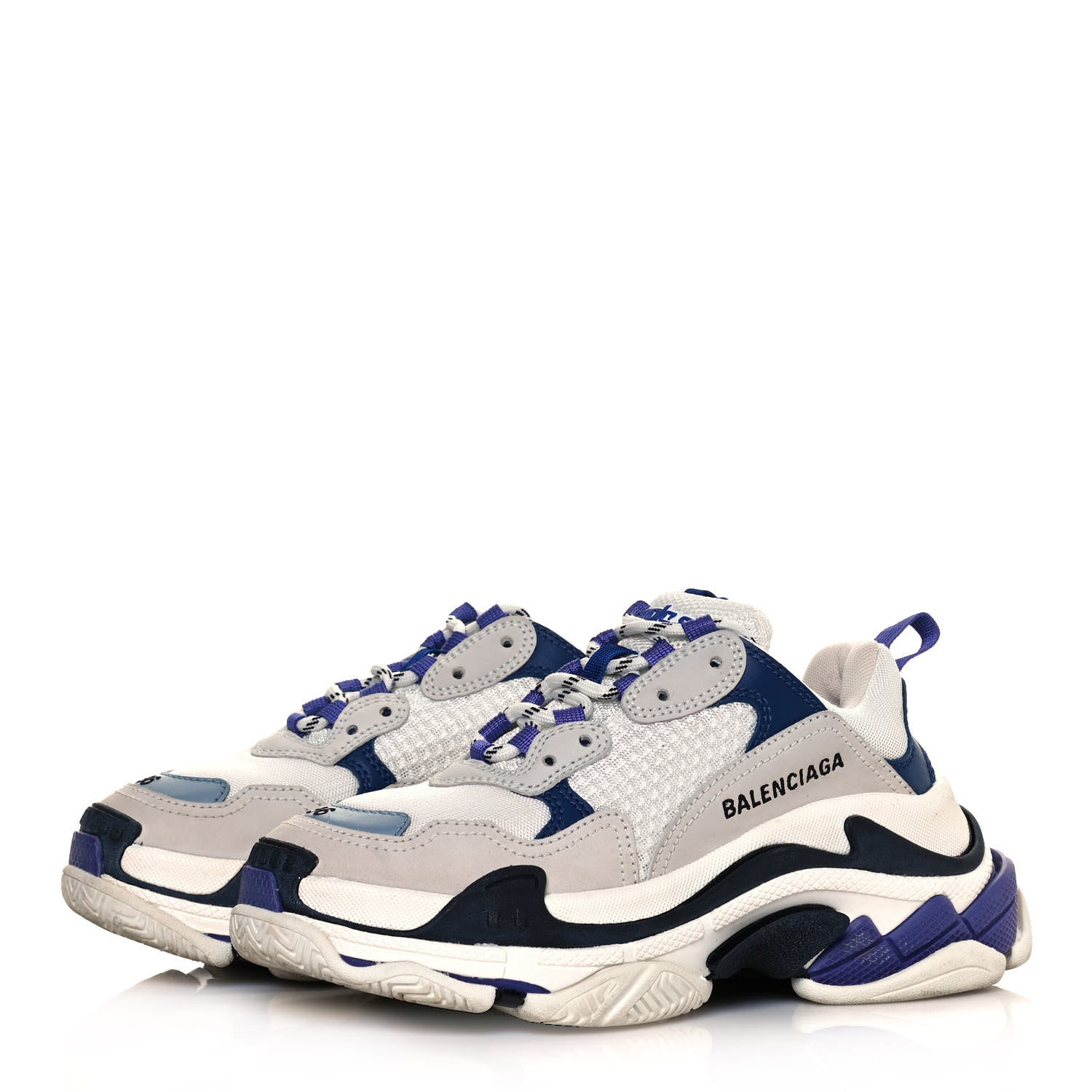 Balenciaga Mesh Nubuck Womens Triple S Sneakers 36 White Bleu Violet 3 of 11