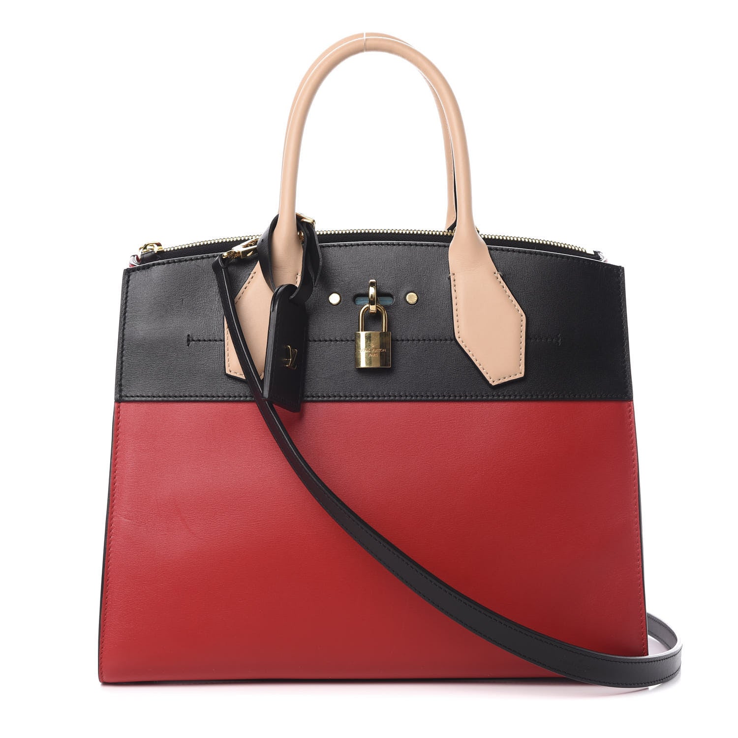 Louis Vuitton Calfskin City Steamer MM Rouge Black 1 of 14