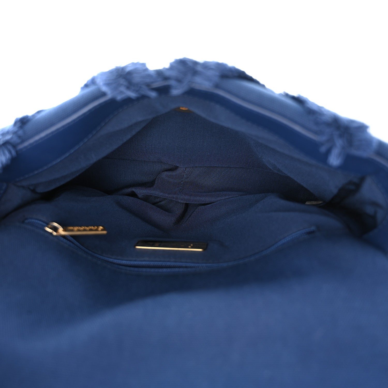 Chanel Cotton Canvas Quilted Medium 19 Flap Navy Blue 5 of 12