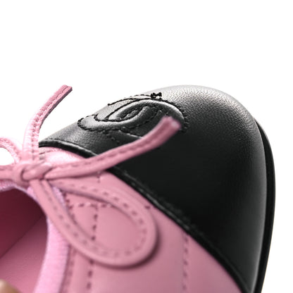 Chanel Lambskin Quilted CC Cap Toe Ballerina Flats 38.5 Pink Black 11 of 12