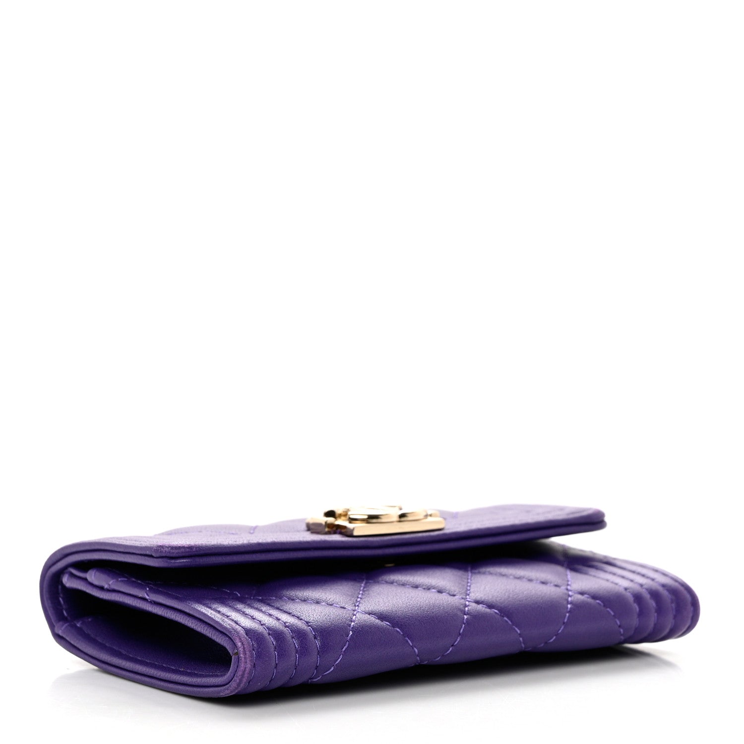 Chanel Lambskin Quilted Boy Flap Card Holder Purple 4 of 9