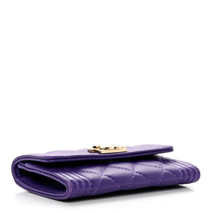 Chanel Lambskin Quilted Boy Flap Card Holder Purple 4 of 9