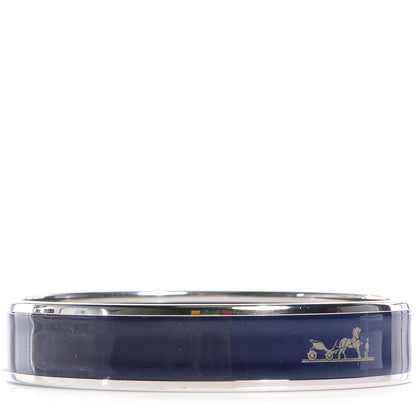 Hermes Enamel Printed Caleche Medium Bracelet 70 Navy Bleu 3 of 6