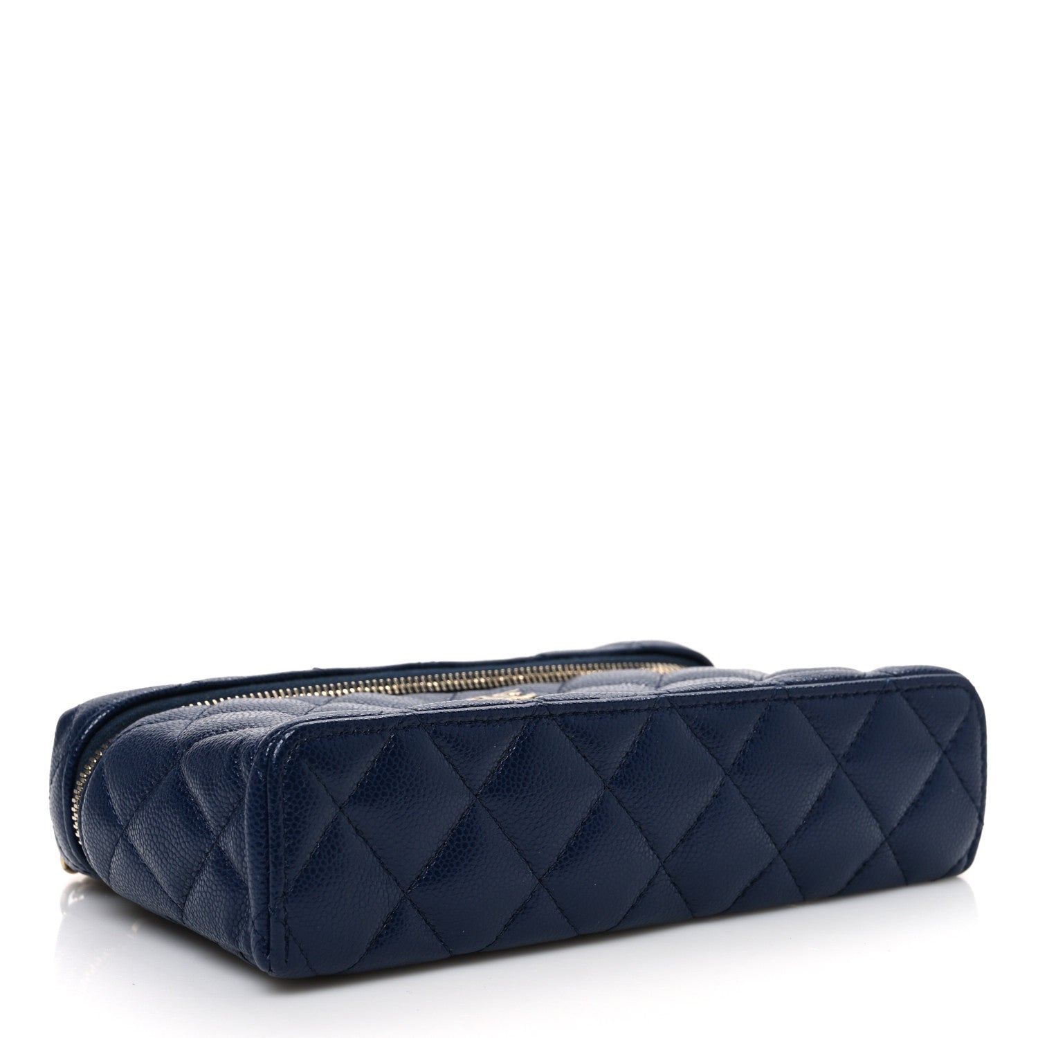 Chanel Caviar Quilted Top Handle Slim Vanity With Chain Navy 4 of 10