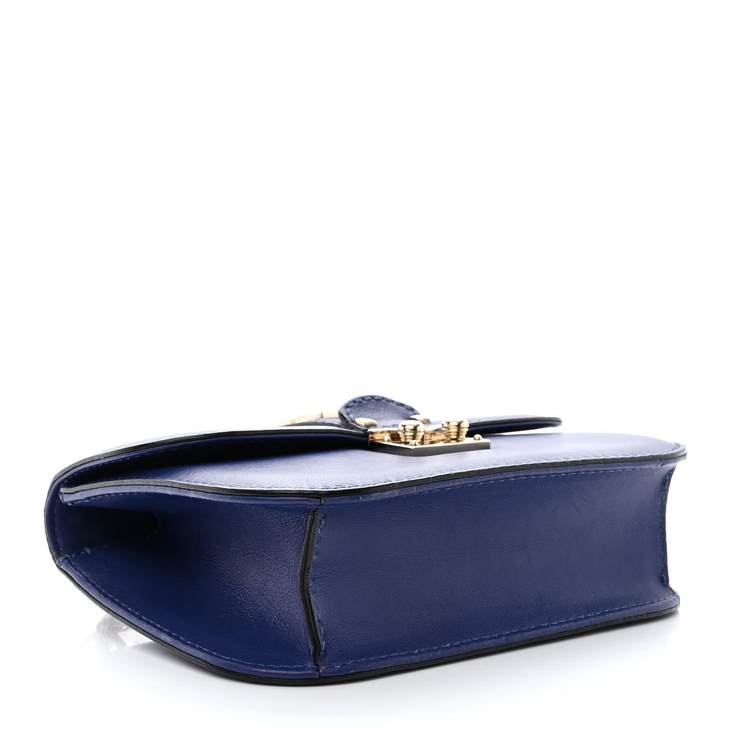 Vitello Small Glam Lock Rockstud Flap Blue China