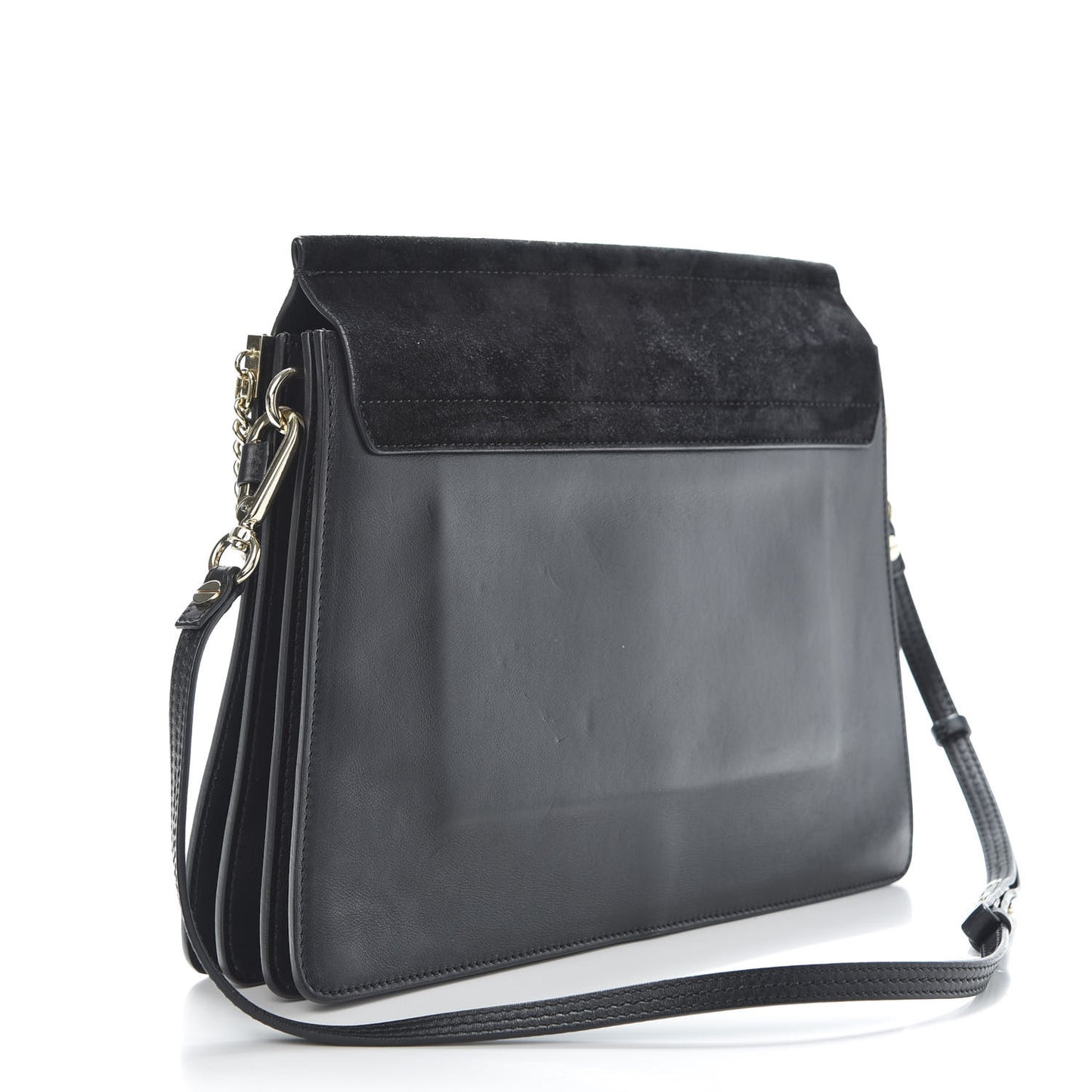 Suede Calfskin Medium Faye Shoulder Bag Black