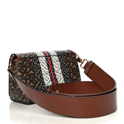 Burberry E-Canvas Monogram Stripe Hackberry Crossbody Bag Bridle Brown 3 of 15