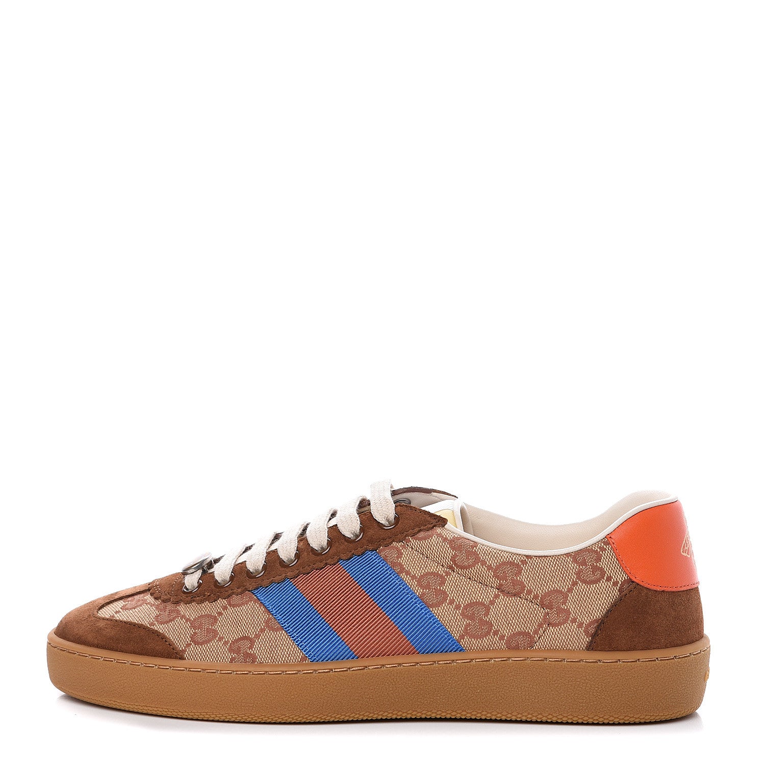 Gucci GG Monogram Suede Web Mens G74 Sneakers 7 Beige Ruggine Cuir 1 of 10