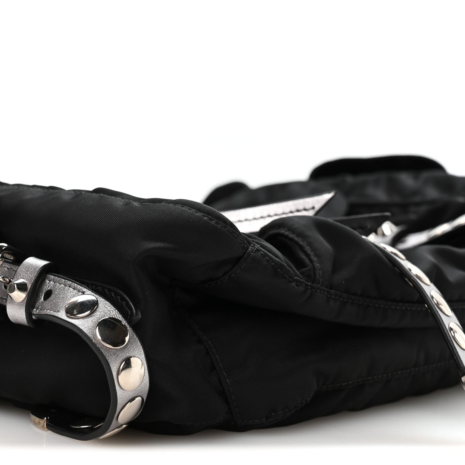 Prada Nylon New Vela Studded Messenger Bag Black 9 of 11
