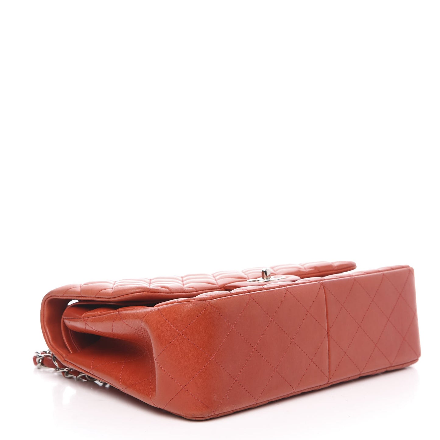 Lambskin Quilted Jumbo Double Flap Red