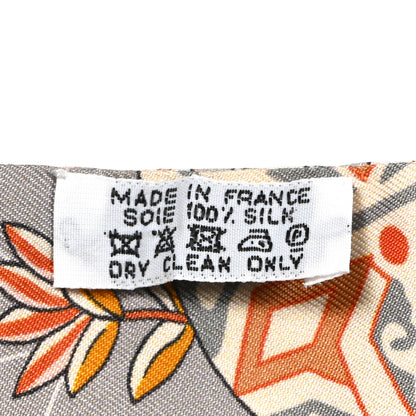 Hermes Silk Fleurs et Papillons de Tissus Twilly Gris Perle Brun Or 3 of 5