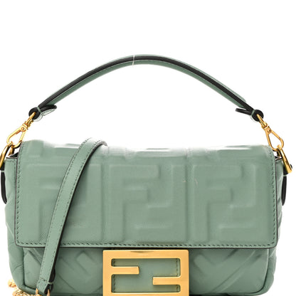 Fendi Nappa FF 1974 Embossed Mini Baguette Menta 8 of 16