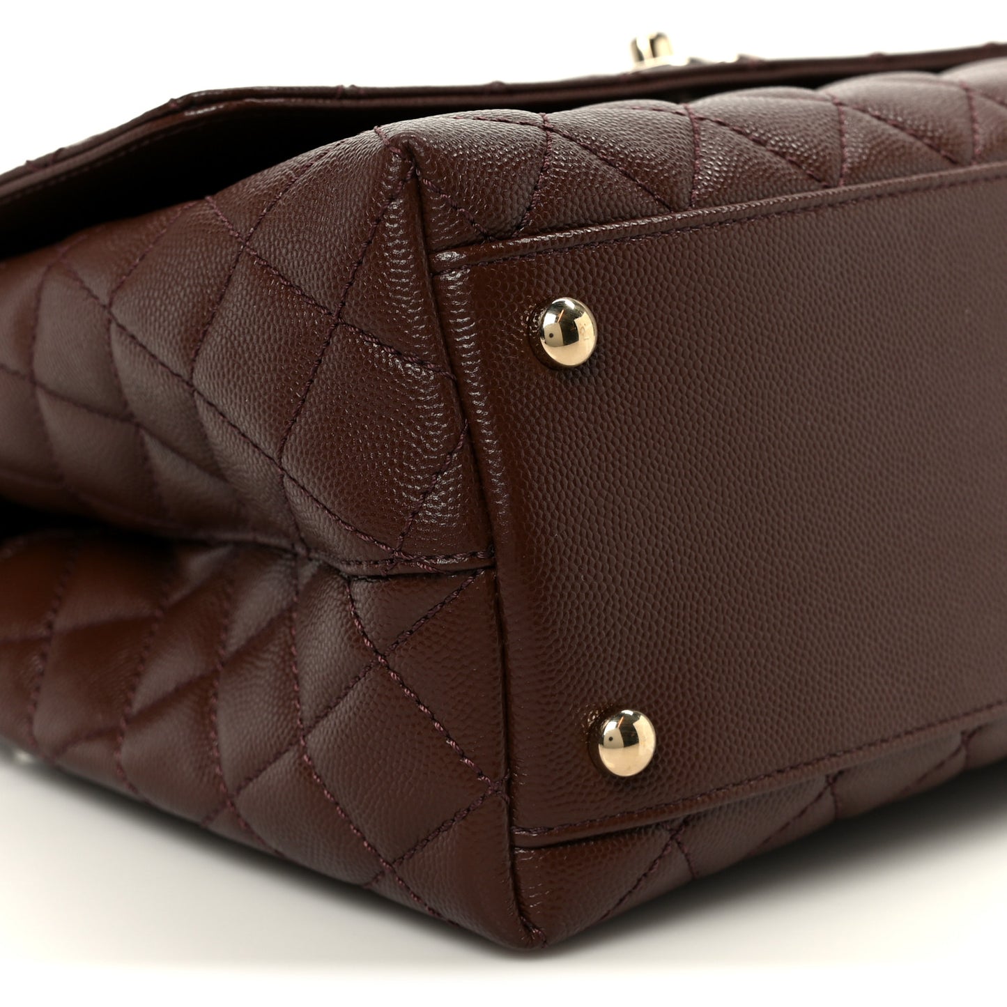 Caviar Quilted Small Coco Handle Flap Dark Brown