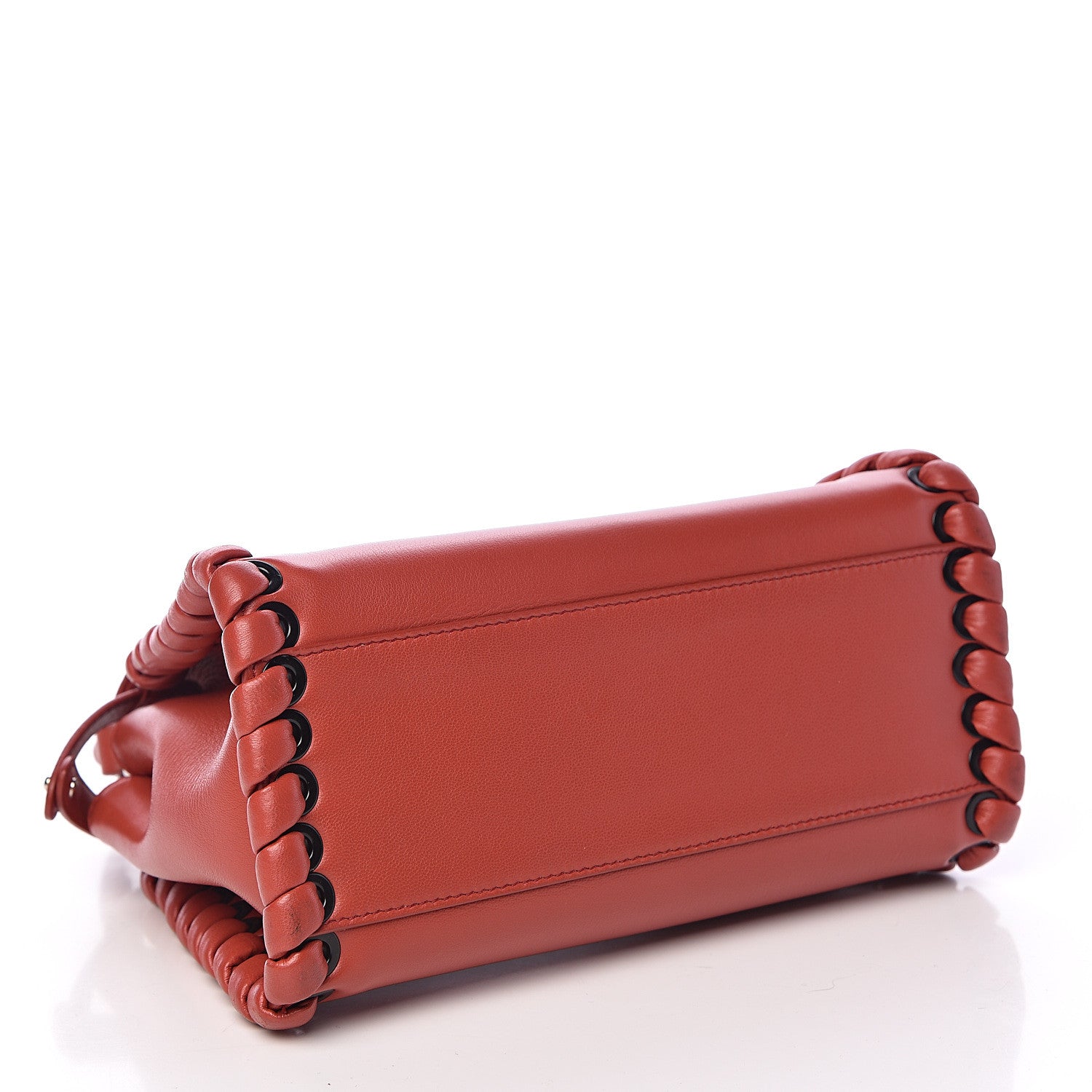 Fendi Nappa Lace Up Mini Peekaboo Iconic Satchel Bloody Mary 5 of 13