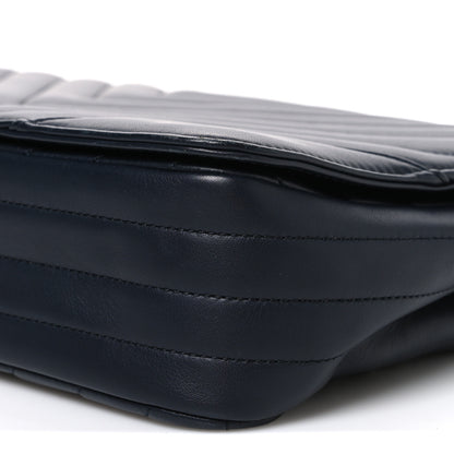 Chanel Calfskin Chevron Quilted Medium Statement Flap Navy 9 of 10