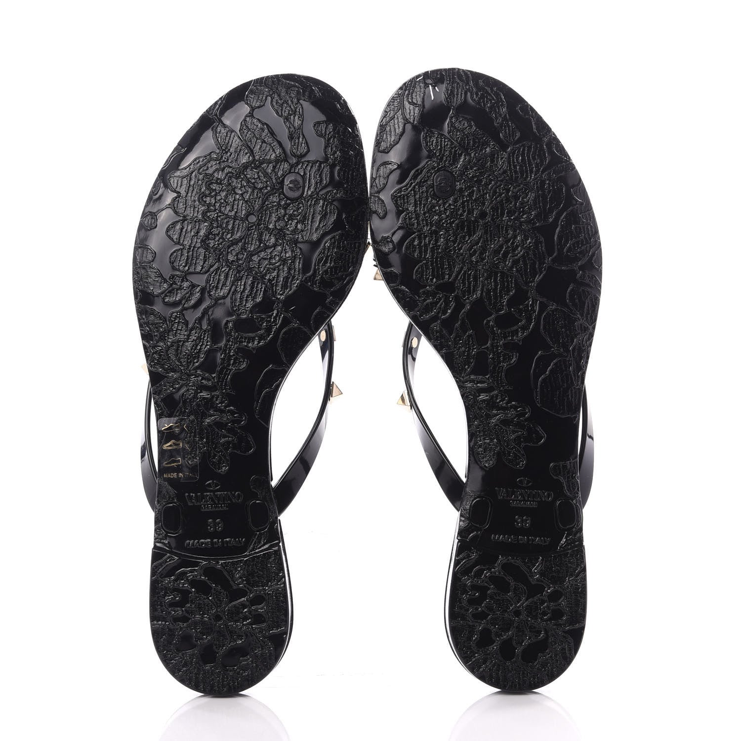 Valentino Garavani PVC Jelly Rockstud Bow Thong Sandals 39 Black 5 of 9