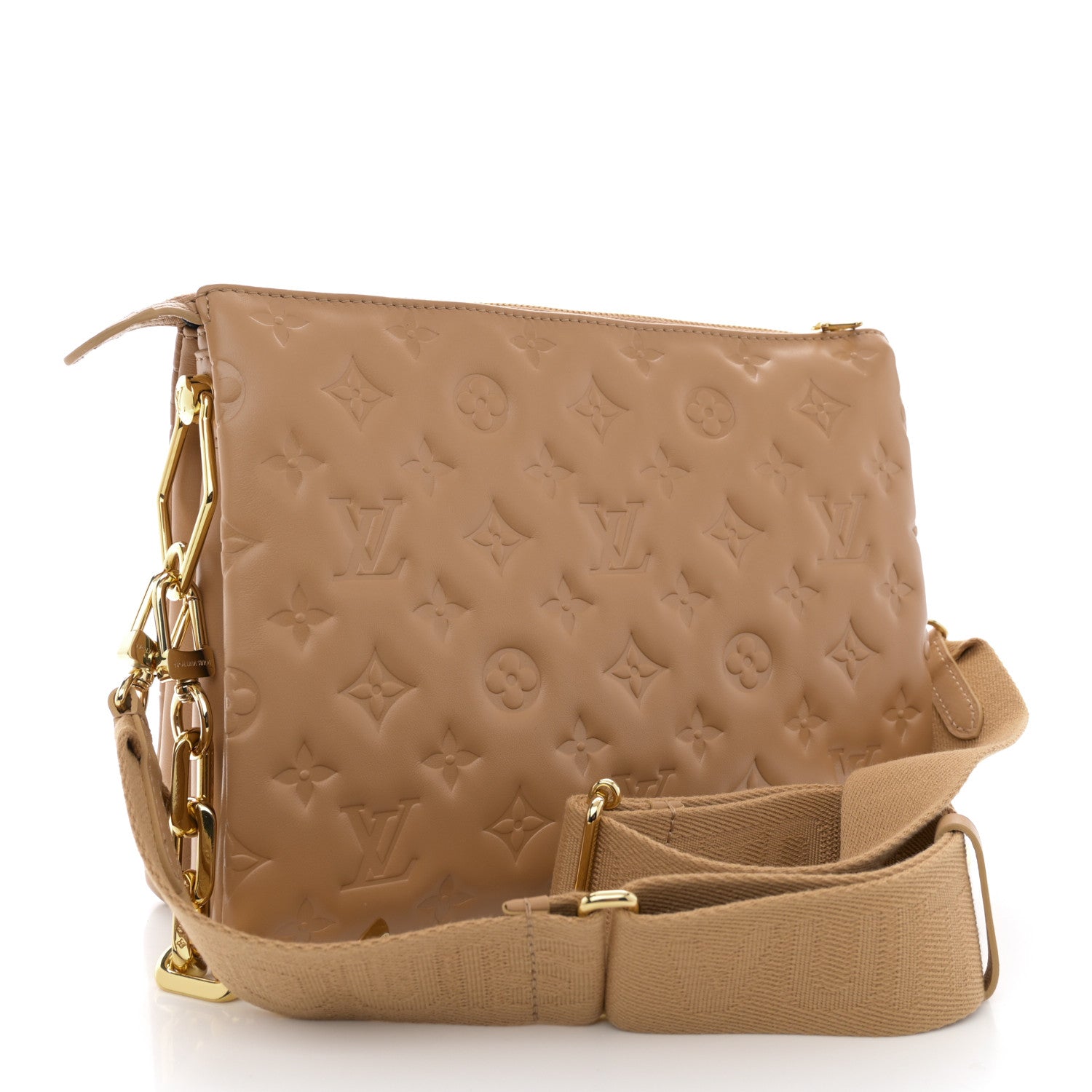 Louis Vuitton Lambskin Embossed Monogram Coussin PM Camel 3 of 11