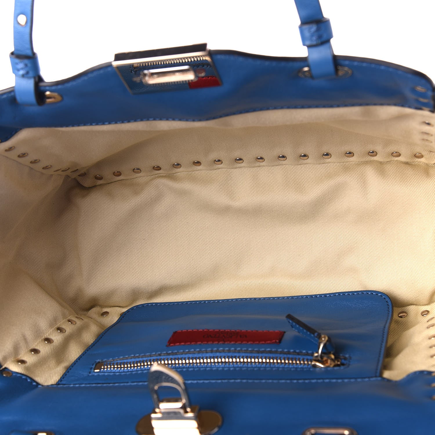 Valentino Garavani Vitello Small Rockstud Tote Blue Delft 4 of 10