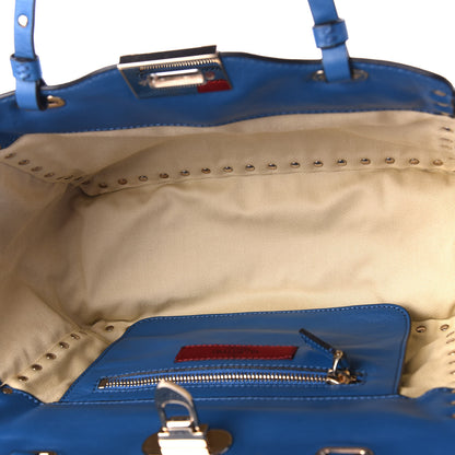 Valentino Garavani Vitello Small Rockstud Tote Blue Delft 4 of 10
