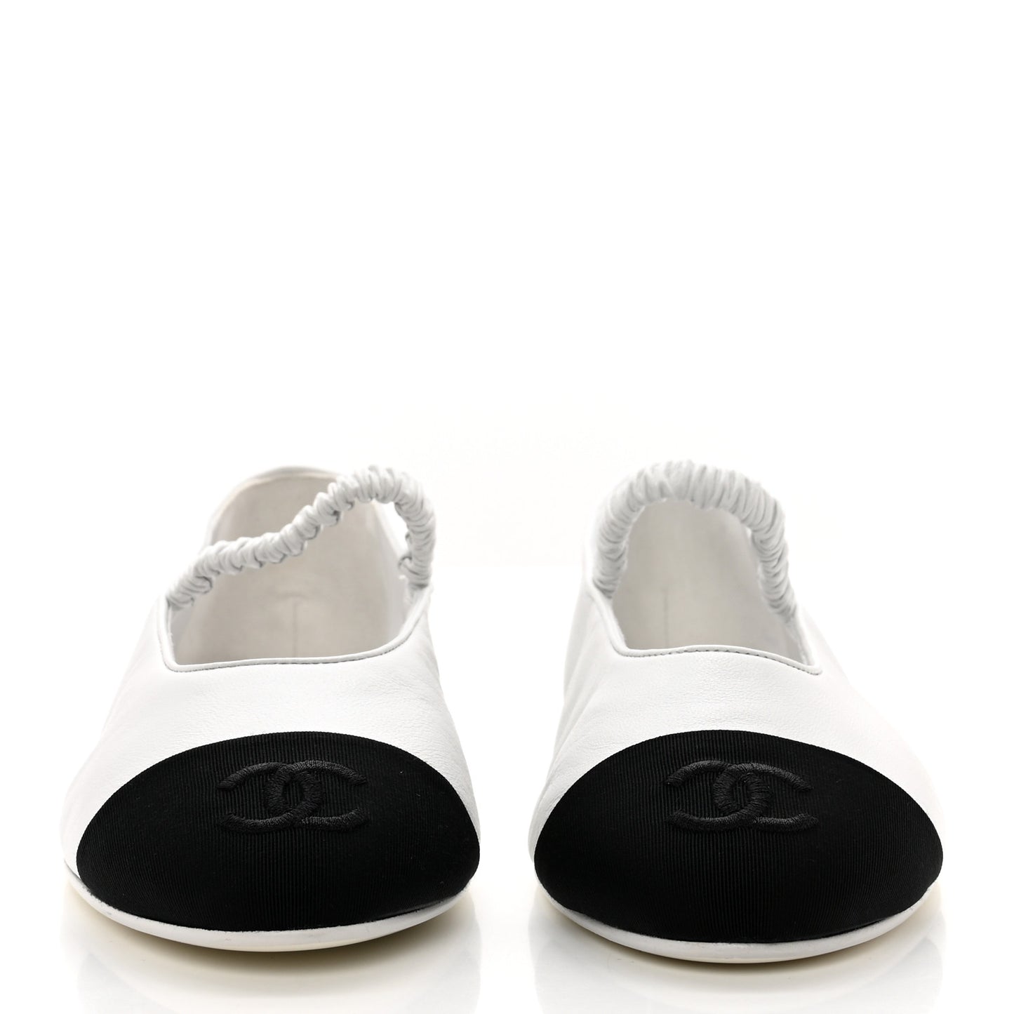 Lambskin Grosgrain Cap Toe CC Ballerina Flats With Leg Warmers 38.5 White