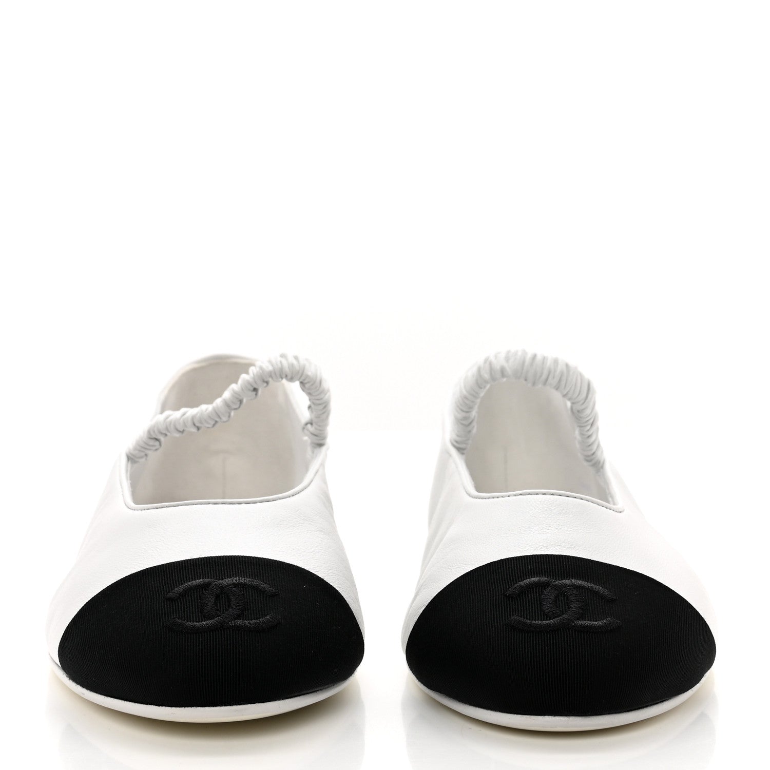 Chanel Lambskin Grosgrain Cap Toe CC Ballerina Flats With Leg Warmers 38.5 White 2 of 8
