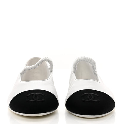 Chanel Lambskin Grosgrain Cap Toe CC Ballerina Flats With Leg Warmers 38.5 White 2 of 8
