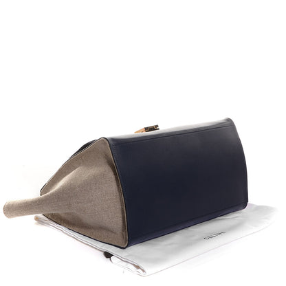 Celine Smooth Calfskin Canvas Medium Trapeze Navy Blue 4 of 8