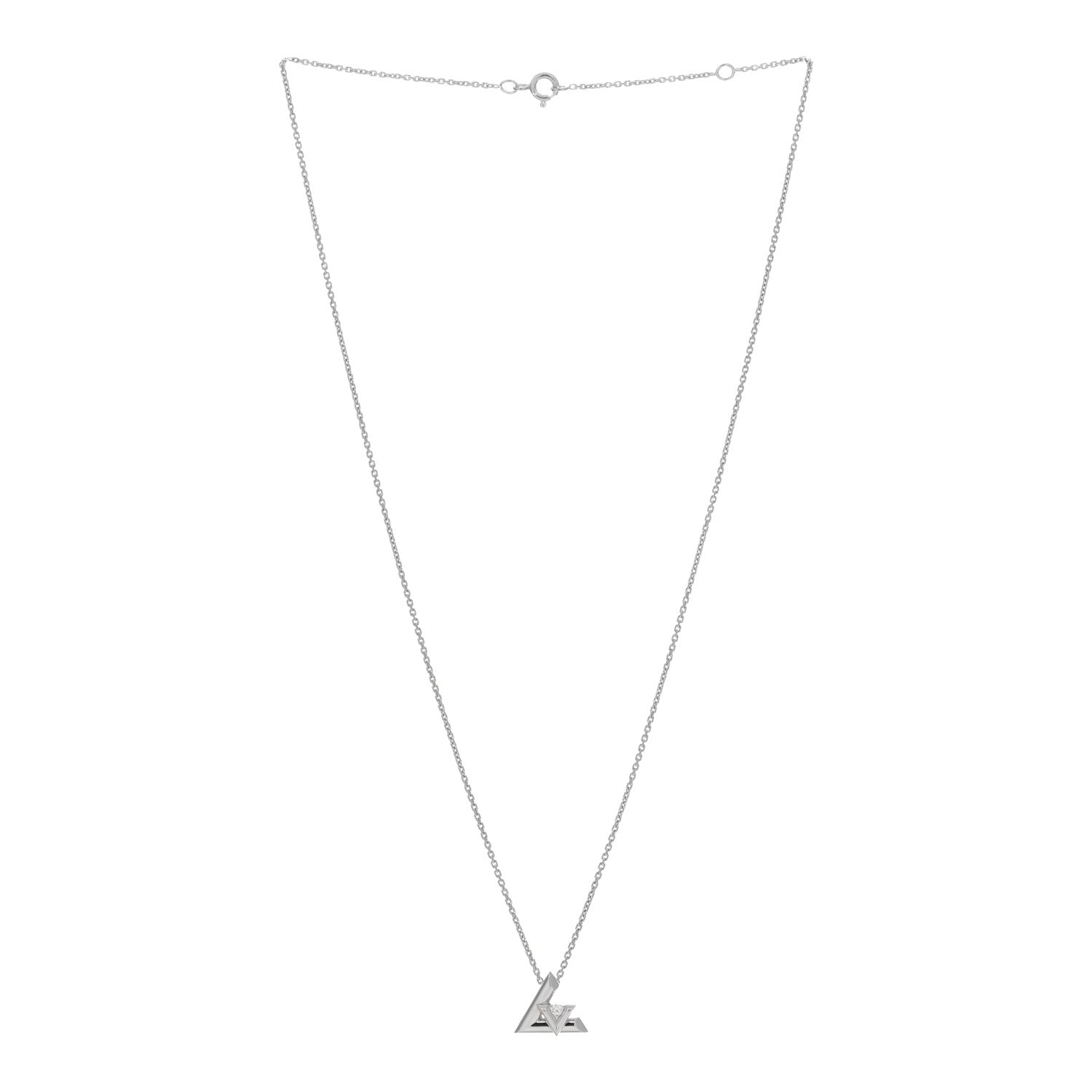 Louis Vuitton 18K White Gold Diamond Small LV Volt One Pendant Necklace 2 of 5