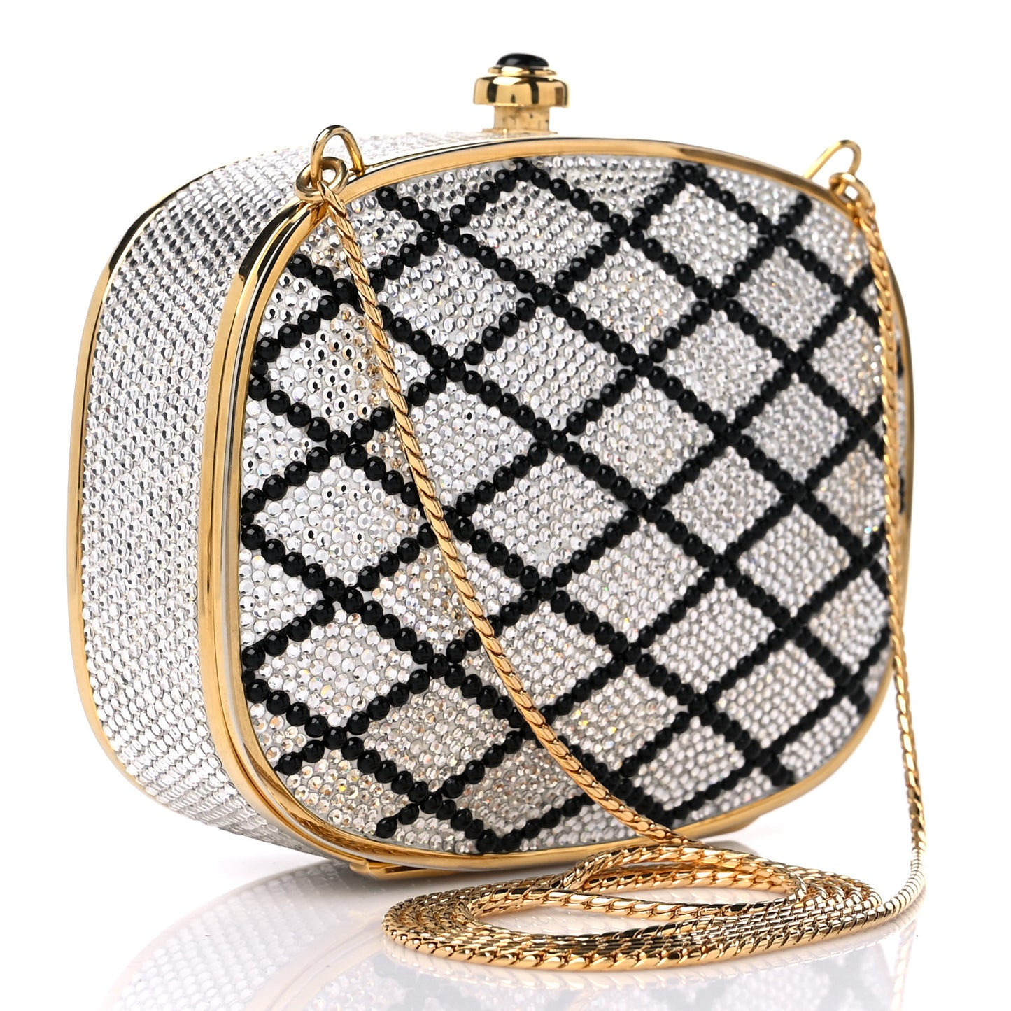 Swarovski Crystal Minaudiere Clutch Gold Black Silver