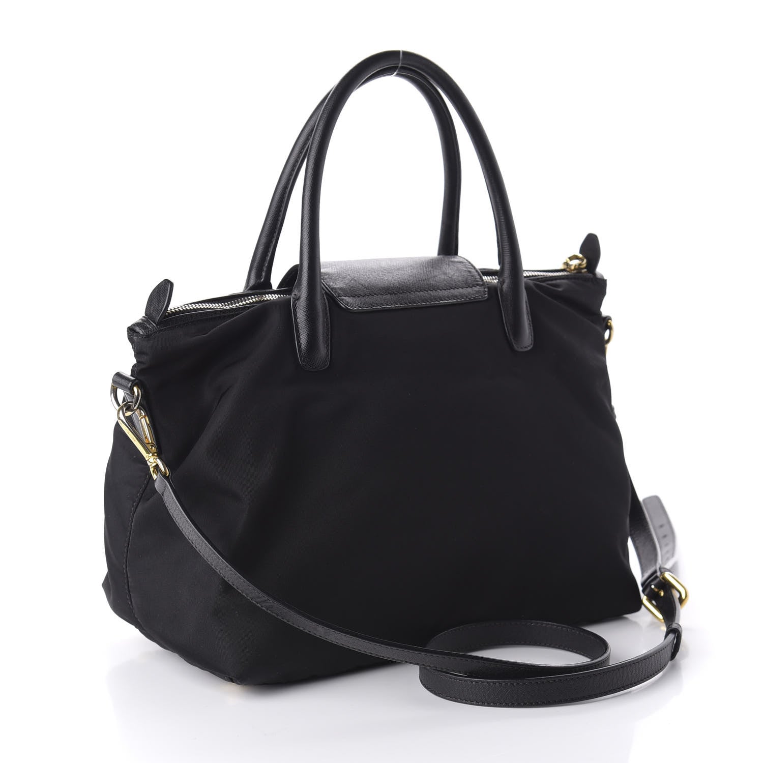 Prada Tessuto Nylon Saffiano Tote Black 3 of 11