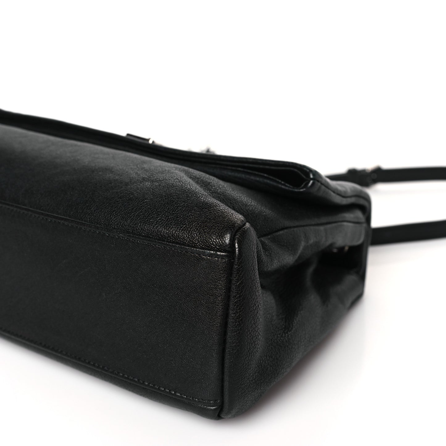 Sheepskin Medium West Hollywood Monogram Fold-Over Bag Black