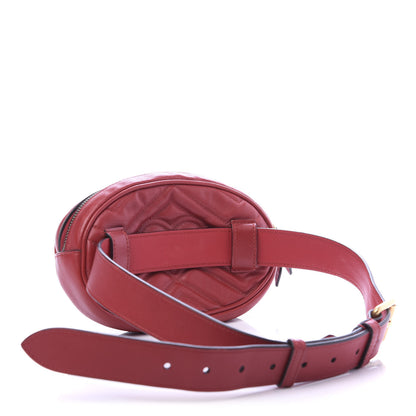 Gucci Calfskin Matelasse GG Marmont Belt Bag 75 30 Hibiscus Red 3 of 11