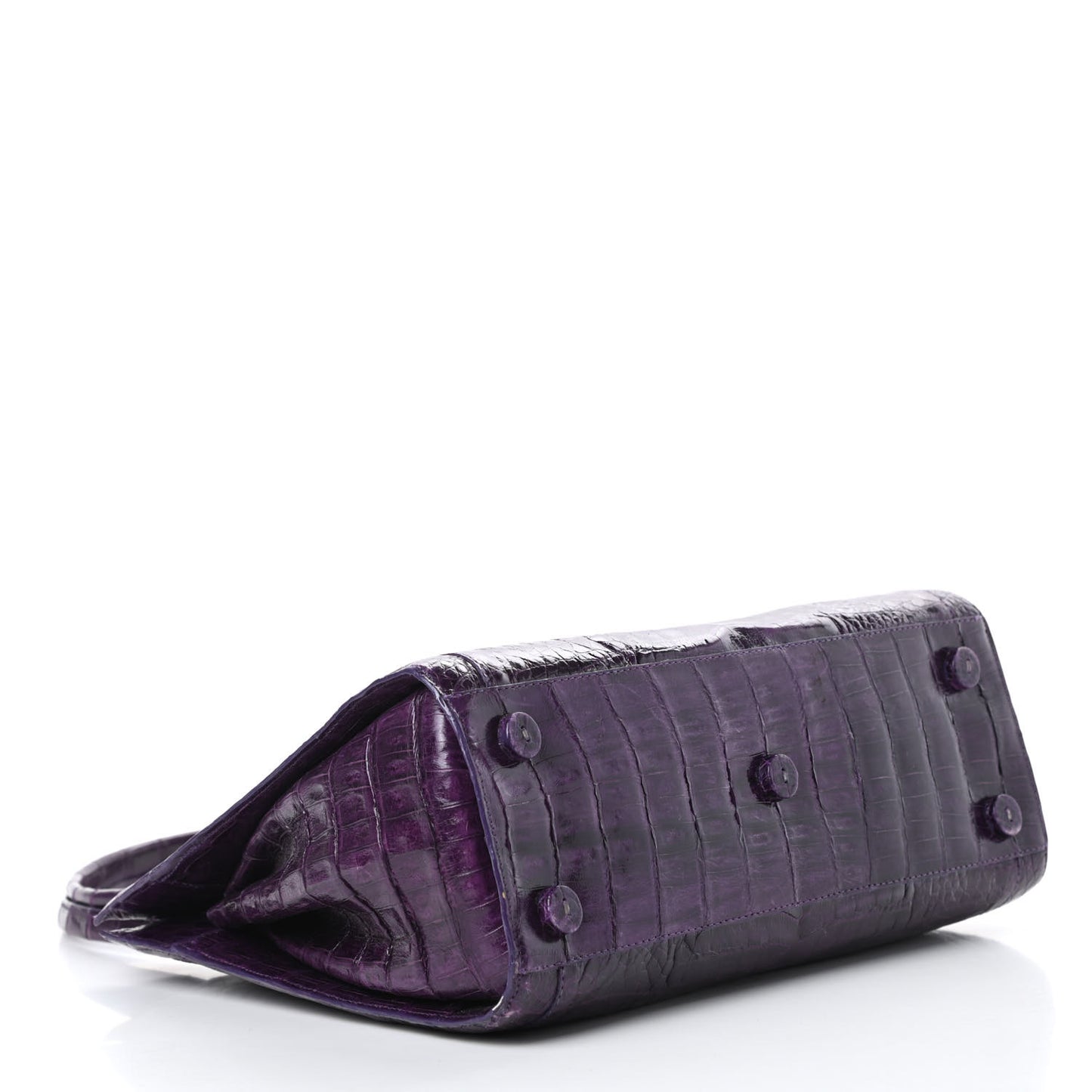 Crocodile Medium Wallis Top Handle Satchel Purple