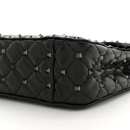Valentino Garavani Lambskin Monochrome Medium Rockstud Spike Shoulder Bag Black 9 of 10