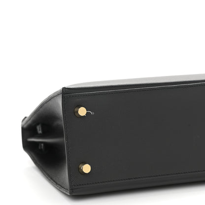 Hermes Madame Calfskin Shiny Niloticus Crocodile Kelly Sellier Touch 25 Black 9 of 10