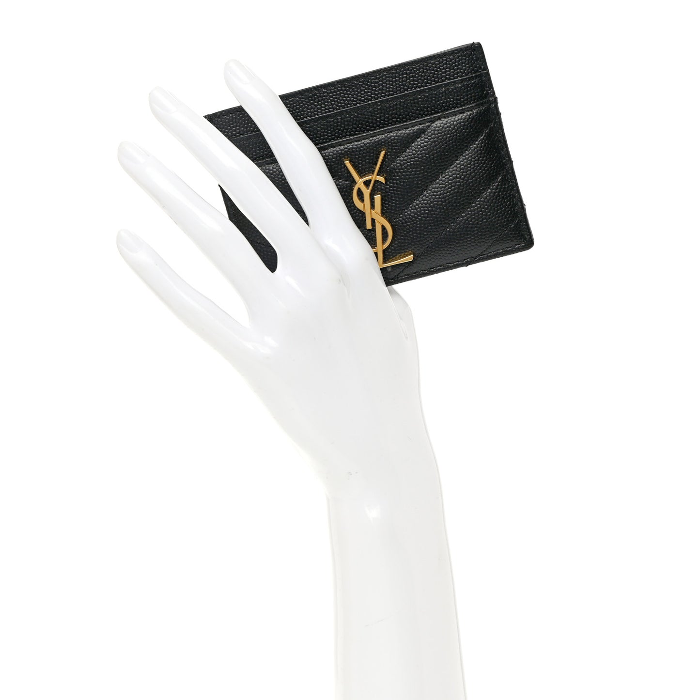 Grain De Poudre Matelasse Chevron Monogram Credit Card Case Black