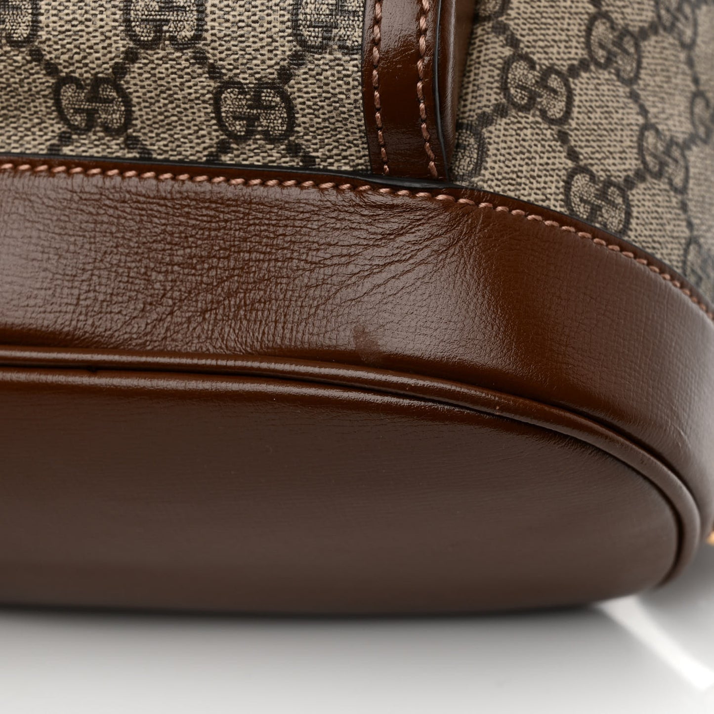 GG Supreme Monogram Azalea Calfskin Retro Interlocking G Buckle Backpack Beige Ebony Brown Sugar