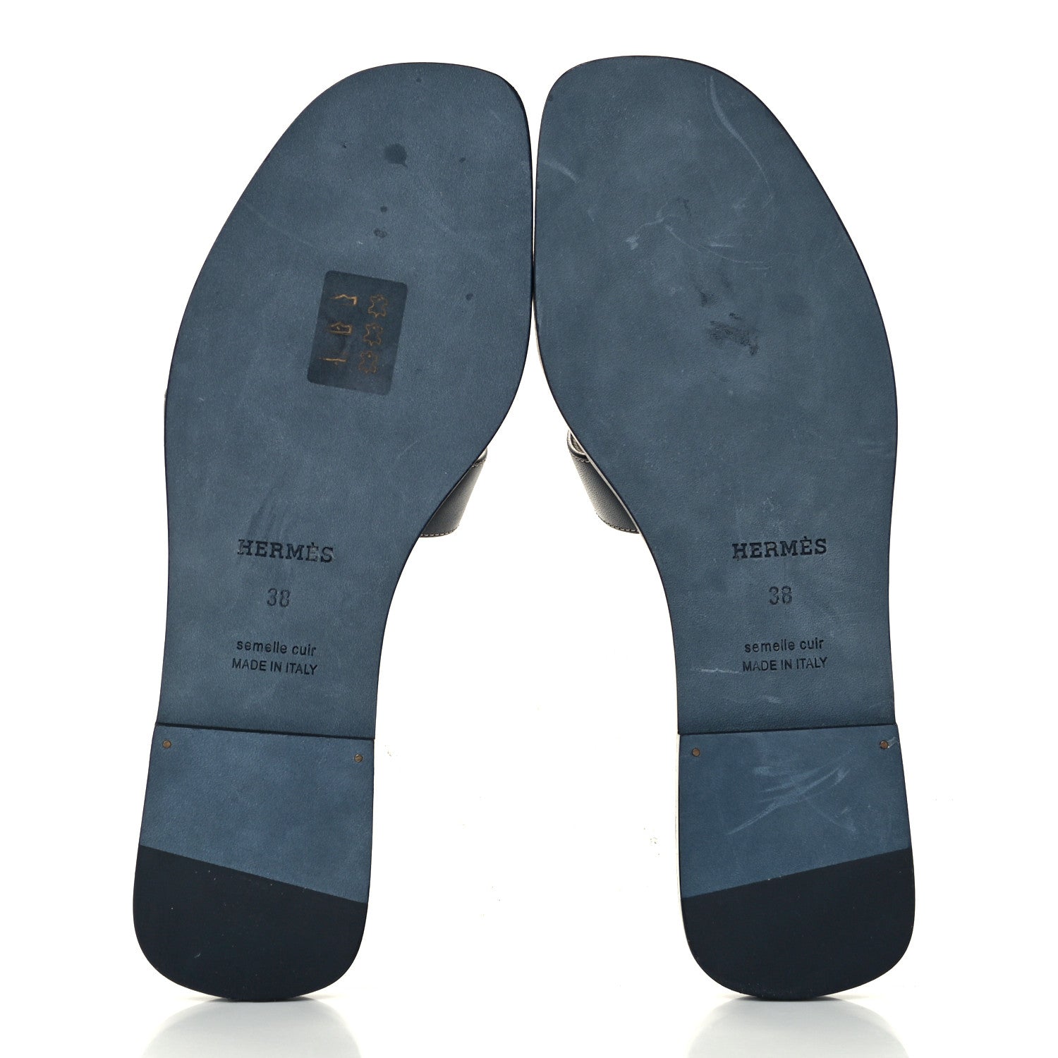 Hermes Box Calfskin Oran Sandals 38 Black 7 of 11