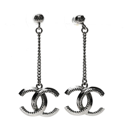 Chanel CC Drop Earrings Ruthenium 1 of 5