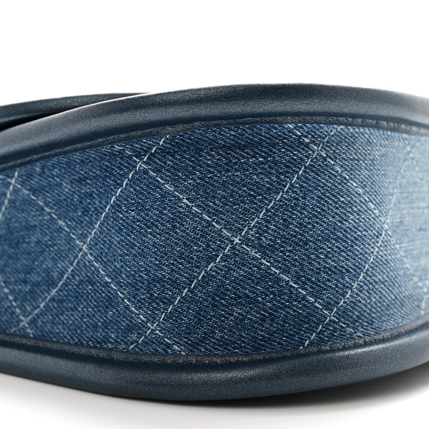 Washed Denim Quilted Small Messenger Flap Blue