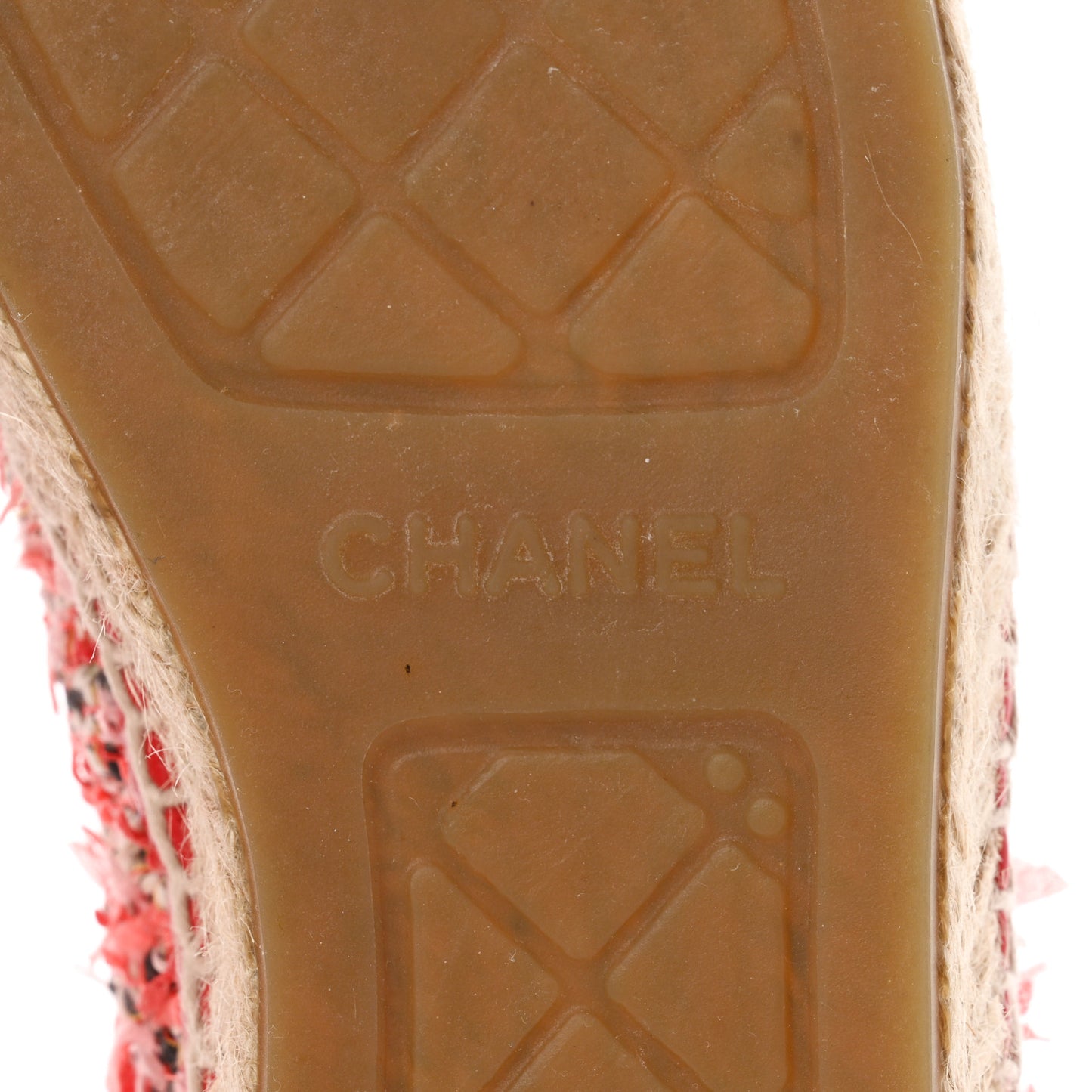 Tweed Lambskin CC Espadrilles 39 Coral Pink Black Red