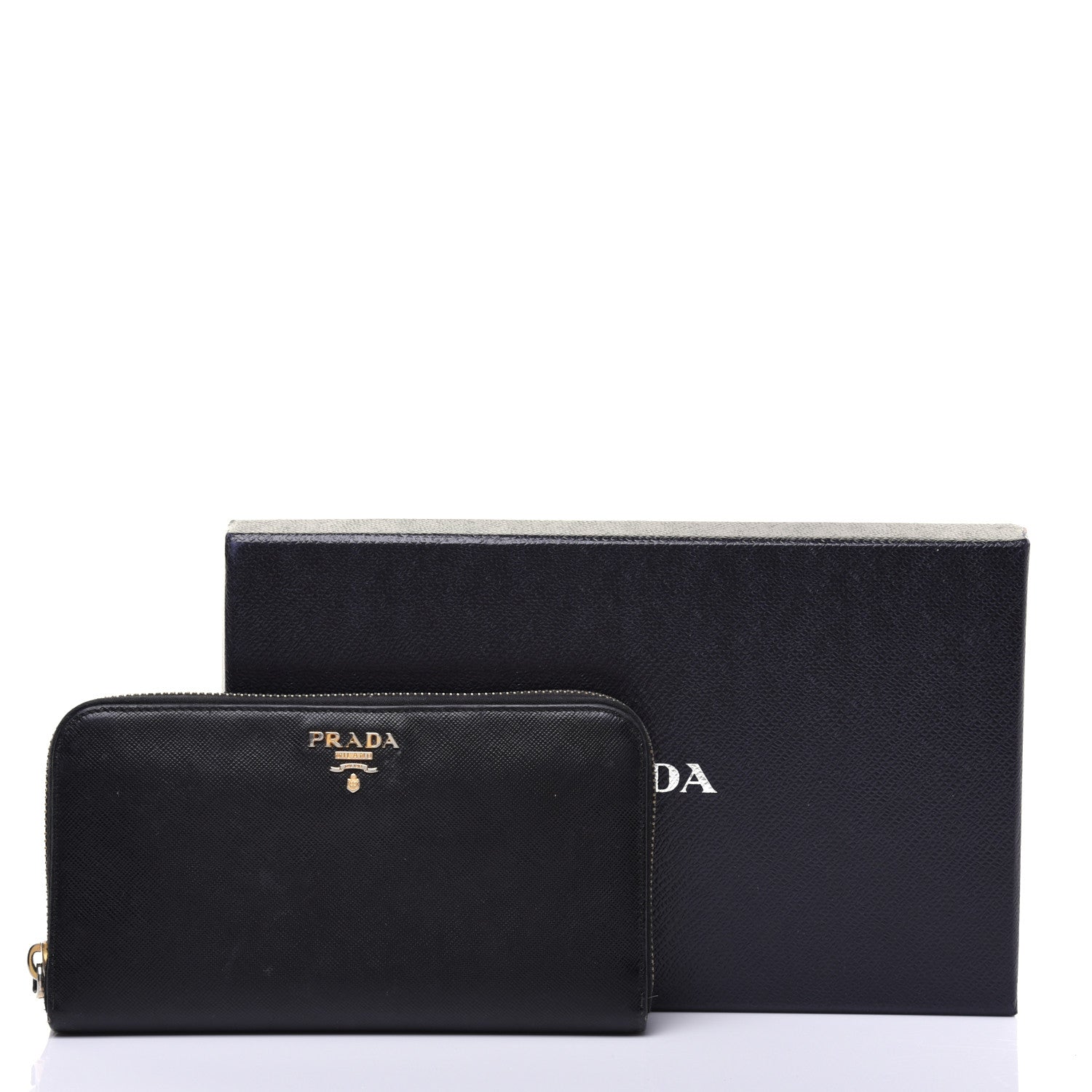 Prada Saffiano Metal Zip Around Wallet Black 14 of 14