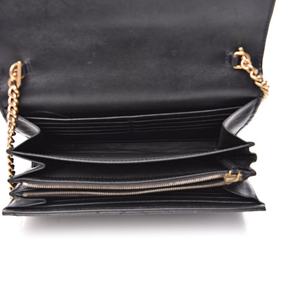 Gucci Calfskin Matelasse GG Marmont Chain Wallet Black 5 of 18