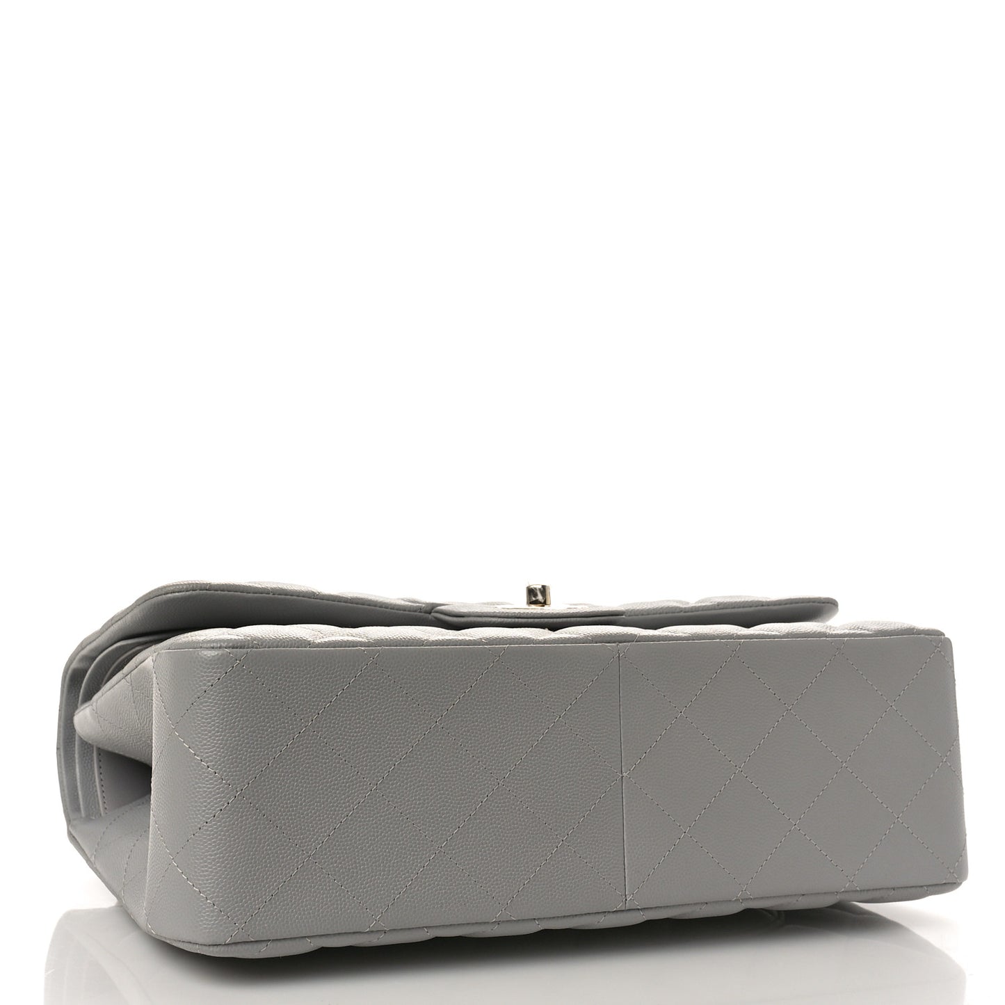 Caviar Quilted Jumbo Double Flap Grey