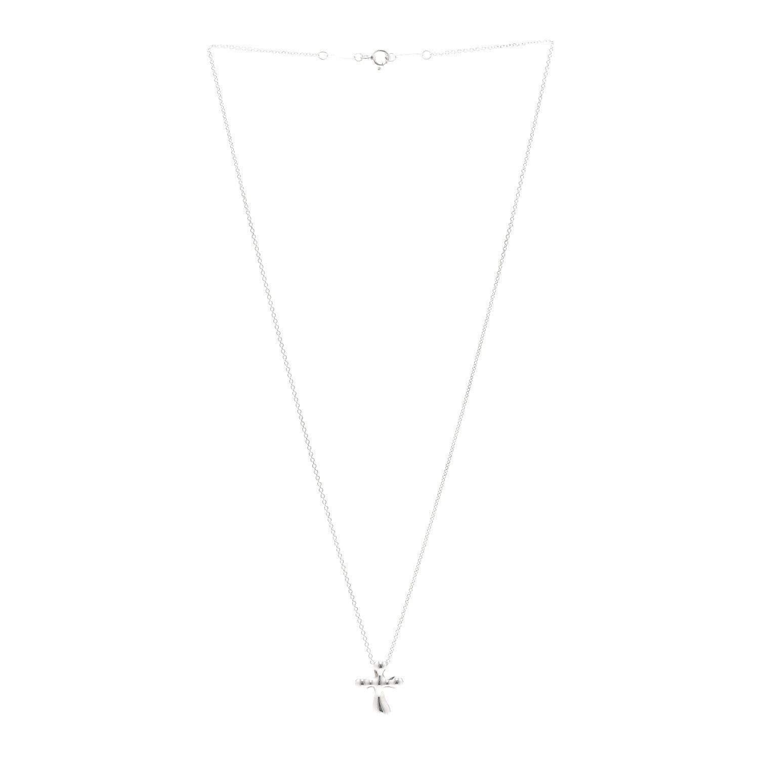 Tiffany Sterling Silver 12mm Elsa Peretti Cross Pendant Necklace 3 of 5