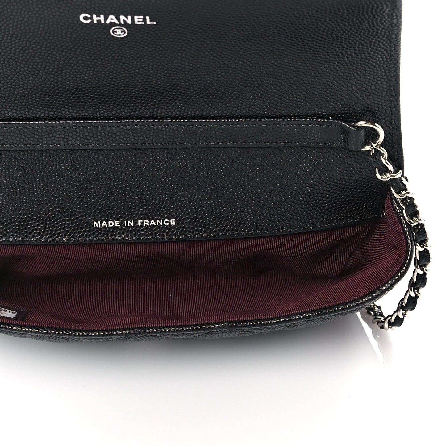 Caviar Quilted Glasses Case With Chain Black